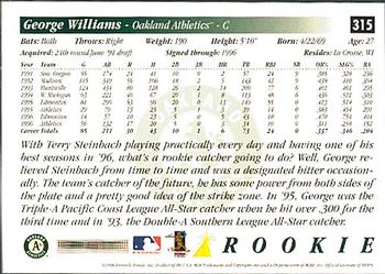 1997 Score Premium Stock #315 George Williams Back