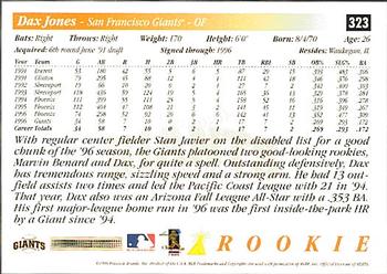1997 Score Premium Stock #323 Dax Jones Back