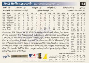 1997 Score Premium Stock #113 Todd Hollandsworth Back