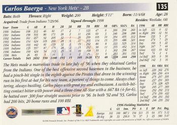 1997 Score Premium Stock #135 Carlos Baerga Back