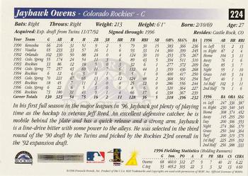 1997 Score Premium Stock #224 Jayhawk Owens Back