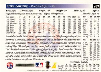 1997 Score Premium Stock #289 Mike Lansing Back