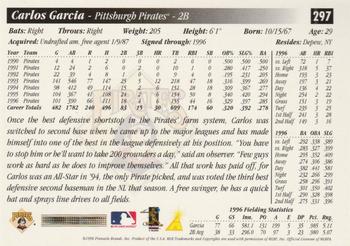 1997 Score Premium Stock #297 Carlos Garcia Back