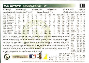 1997 Score Premium Stock #81 Jose Herrera Back