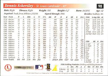 1997 Score Premium Stock #98 Dennis Eckersley Back