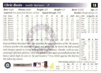 1997 Score - Artist's Proof Holofoil #18 Chris Bosio Back