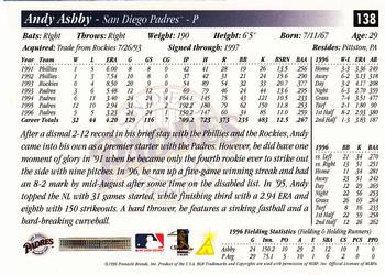 1997 Score - Artist's Proof Holofoil #138 Andy Ashby Back