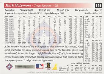 1997 Score - Artist's Proof Holofoil #145 Mark McLemore Back