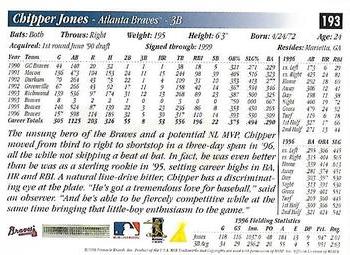 1997 Score - Artist's Proof Holofoil #193 Chipper Jones Back