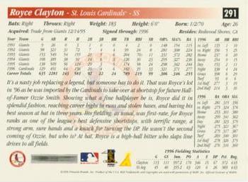 1997 Score - Artist's Proof Holofoil #291 Royce Clayton Back