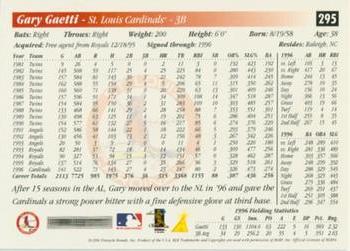 1997 Score - Artist's Proof Holofoil #295 Gary Gaetti Back