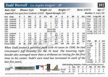 1997 Score - Artist's Proof Holofoil #392 Todd Worrell Back