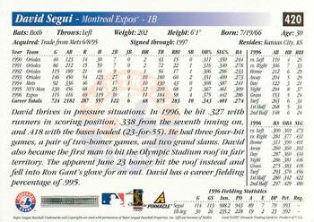 1997 Score - Artist's Proof Holofoil #420 David Segui Back