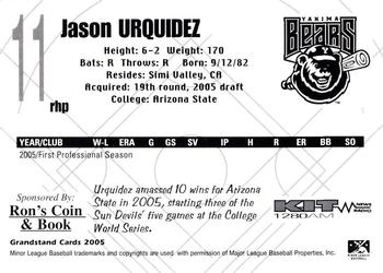 2005 Grandstand Yakima Bears #NNO Jason Urquidez Back