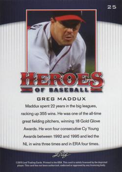 2015 Leaf Heroes of Baseball #25 Greg Maddux Back
