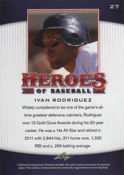 2015 Leaf Heroes of Baseball #27 Ivan Rodriguez Back