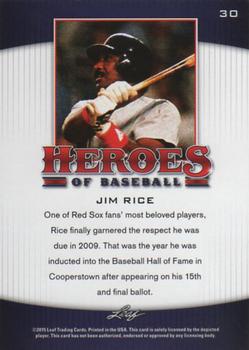 2015 Leaf Heroes of Baseball #30 Jim Rice Back