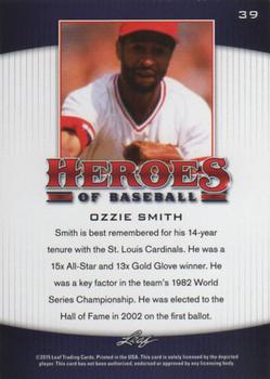 2015 Leaf Heroes of Baseball #39 Ozzie Smith Back
