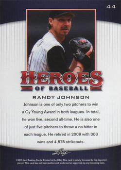 2015 Leaf Heroes of Baseball #44 Randy Johnson Back