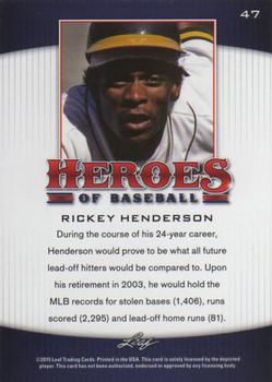2015 Leaf Heroes of Baseball #47 Rickey Henderson Back