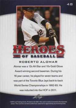 2015 Leaf Heroes of Baseball #48 Roberto Alomar Back