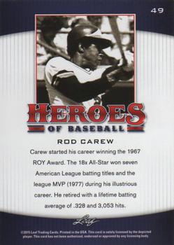 2015 Leaf Heroes of Baseball #49 Rod Carew Back