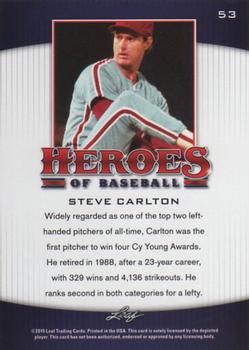 2015 Leaf Heroes of Baseball #53 Steve Carlton Back