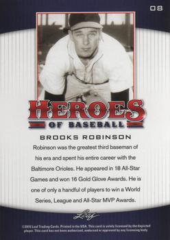 2015 Leaf Heroes of Baseball #8 Brooks Robinson Back