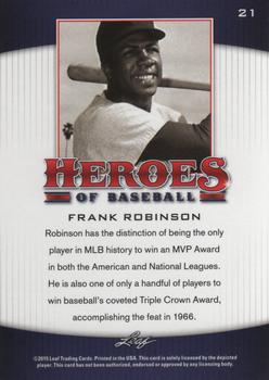 2015 Leaf Heroes of Baseball #21 Frank Robinson Back