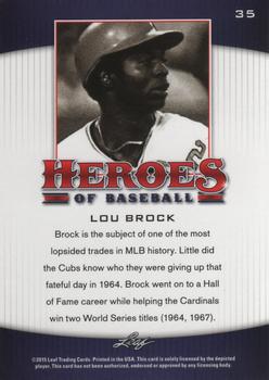 2015 Leaf Heroes of Baseball #35 Lou Brock Back