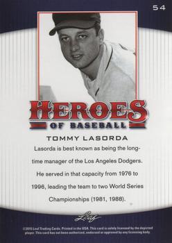 2015 Leaf Heroes of Baseball #54 Tommy Lasorda Back