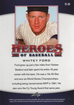 2015 Leaf Heroes of Baseball #58 Whitey Ford Back
