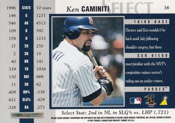 1997 Select - Artist's Proofs #36 Ken Caminiti Back