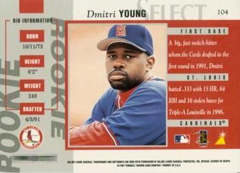 1997 Select - Artist's Proofs #104 Dmitri Young Back