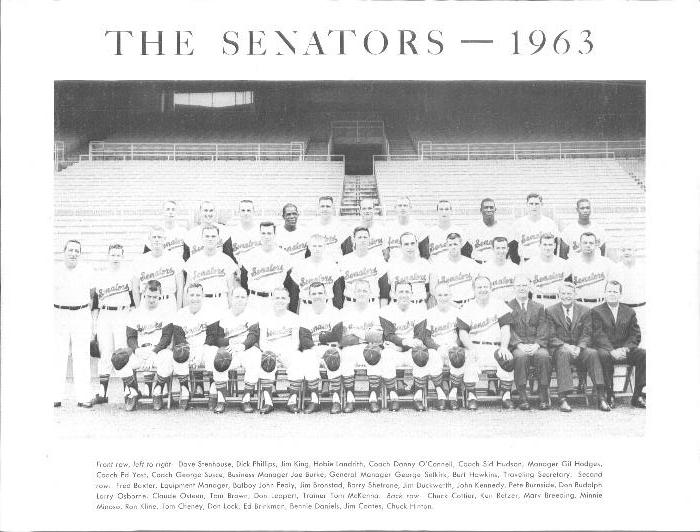 1963 Washington Senators Team Photo #NNO Washington Senators Front