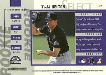 1997 Select - Select Company #172 Todd Helton Back