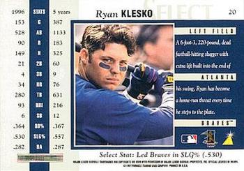 1997 Select - Select Company #20 Ryan Klesko Back