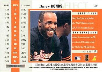 1997 Select - Select Company #26 Barry Bonds Back