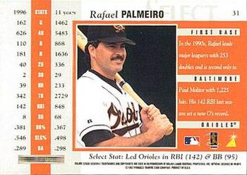 1997 Select - Select Company #31 Rafael Palmeiro Back
