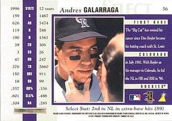 1997 Select - Select Company #56 Andres Galarraga Back