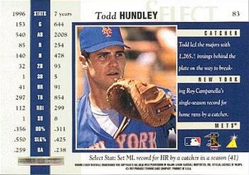 1997 Select - Select Company #83 Todd Hundley Back