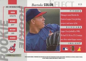 1997 Select - Select Company #113 Bartolo Colon Back