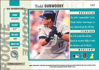 1997 Select - Select Company #189 Todd Dunwoody Back