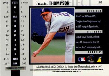 1997 Select - Select Company #197 Justin Thompson Back