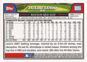 2008 Topps Boston Red Sox #BOS5 Julio Lugo Back