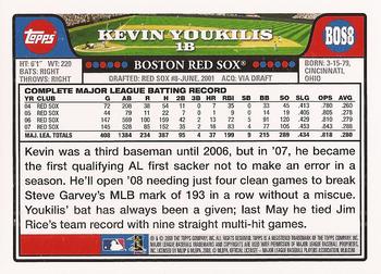2008 Topps Boston Red Sox #BOS8 Kevin Youkilis Back
