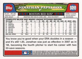 2008 Topps Boston Red Sox #BOS9 Jonathan Papelbon Back