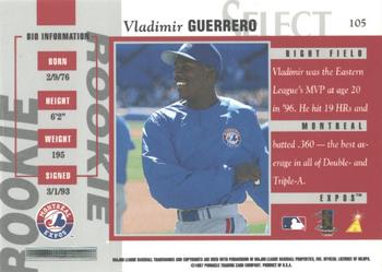 1997 Select - Registered Gold #105 Vladimir Guerrero Back