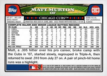 2008 Topps Chicago Cubs #CHC3 Matt Murton Back