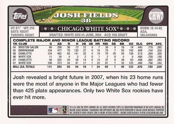 2008 Topps Chicago White Sox #CHW7 Josh Fields Back